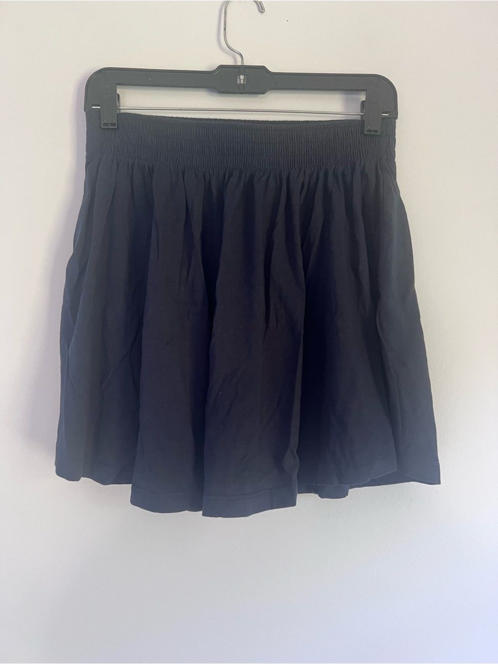 H&M Navy Smocked Waist A-Line Skirt